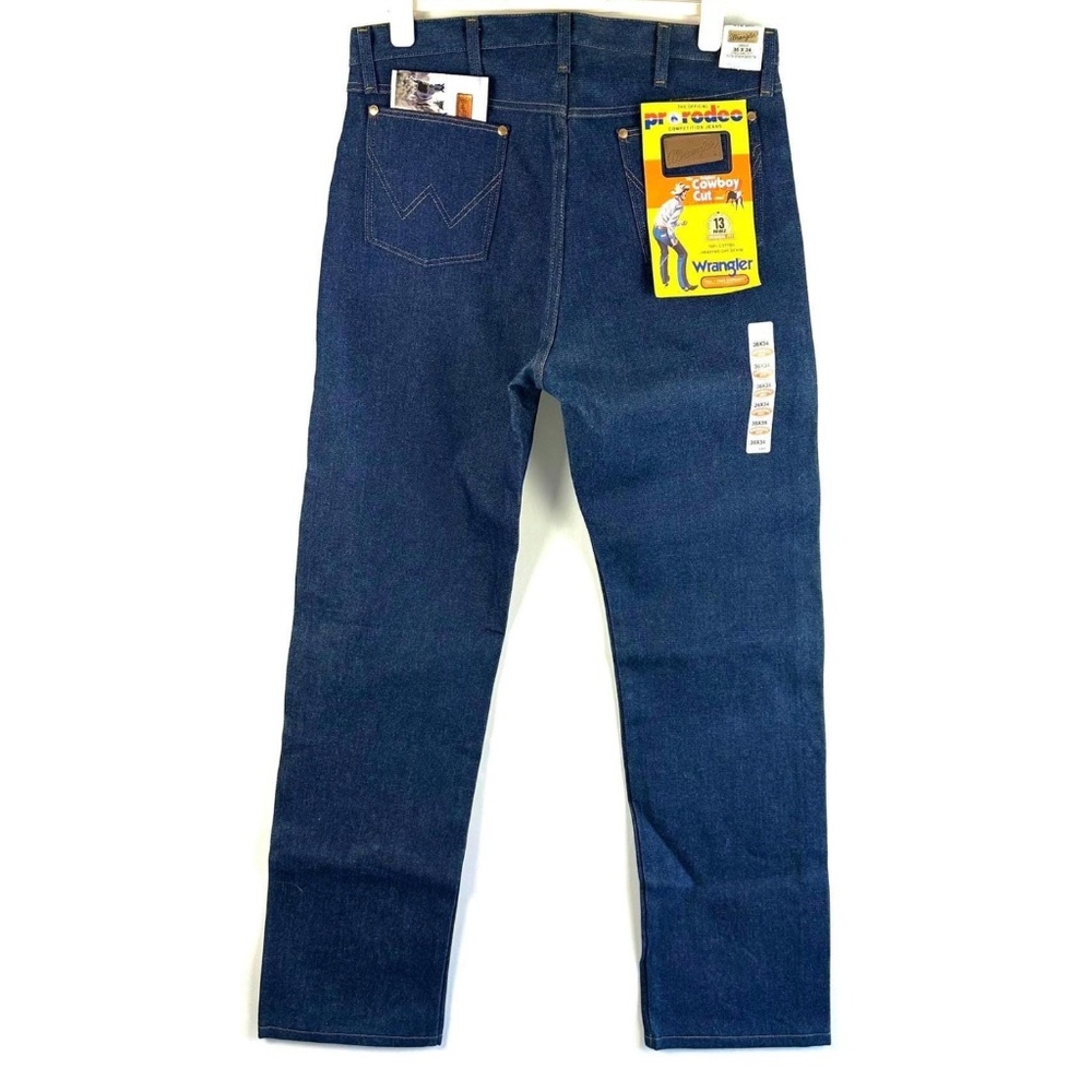 Vintage Wrangler Cowboy Cut Straight Leg Blue Jeans • Dark Wash • Mens 36 x 34